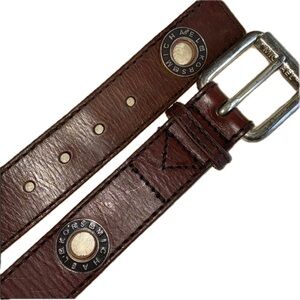 MICHAEL KORS Brown leather belt, monogram metal grommets & buckle. VTG S